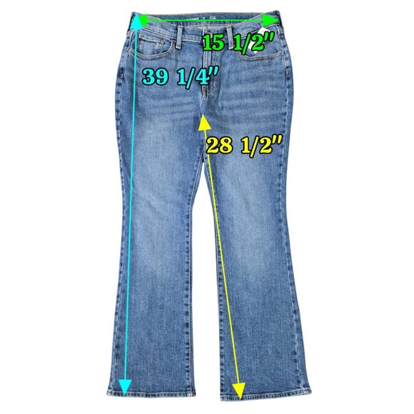 Old Navy NWT High Waisted Built In Tough Flare Jeans Medium Wash Girls 16 Plus - Picture 2 of 11